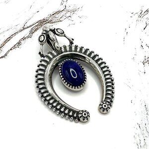American West Blue Lapis 925 Sterling Silver Naja Enhancer Pendant